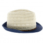 Blue Paper Straw Lace Trilby Hat - Traclet