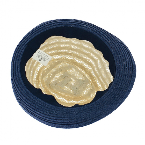 Blue Paper Straw Lace Trilby Hat - Traclet