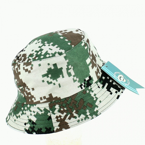 Army Green Geometric Camouflage Bucket Hat - Traclet