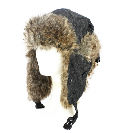 Fargus Black Denim Faux Fur Trapper Hat - Nobis