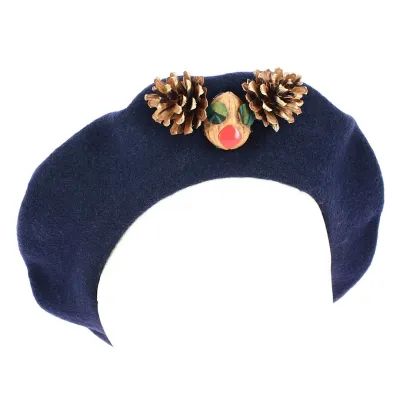 Navy Christmas Creation Basque Beret - Traclet Reference: 12365 | Traclet Hat Shop