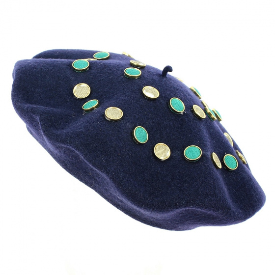 Basque Beret Creation with Yellow & Green Buttons Wool - Traclet