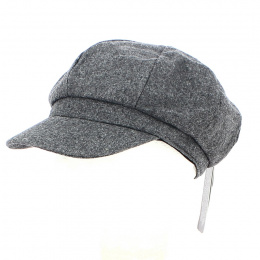 Yelena Grey Wool Newsboy Cap - Traclet