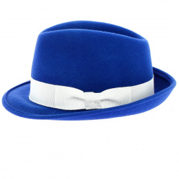 Chapeau Trilby Albastru Feutre Laine Bleu - Traclet