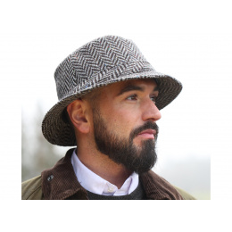 Grey and Black Chevron Wool Bucket Hat - Hanna Hats