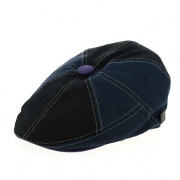 8-panel cap black/navy/purple 100% linen