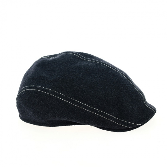 Navy linen riding cap