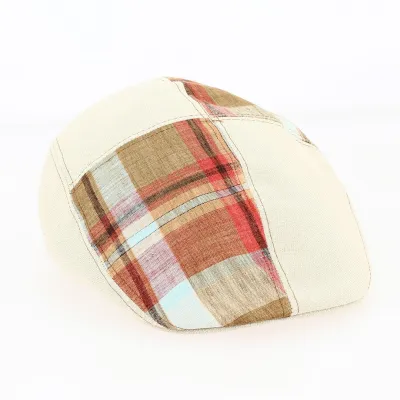 Linen cap with checkered pattern Size 59 Reference: 12432 | Traclet Hat Shop