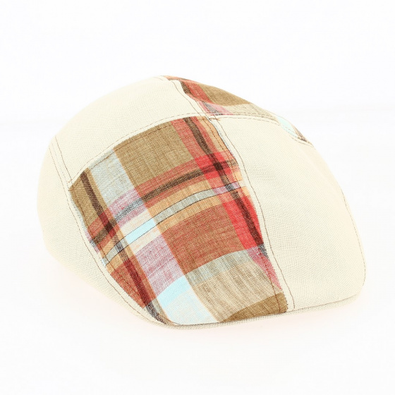 Linen cap with checkered pattern Size 59