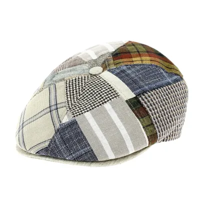 6-Panel Denim Patchwork Linen Cap - Traclet Reference: 12434 | Traclet Hat Shop