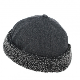 Charcoal Docker Beanie with Faux Fur - Traclet