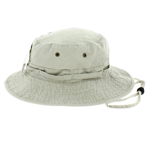 Beige Cotton Outdoor Boonie Bucket Hat - Traclet