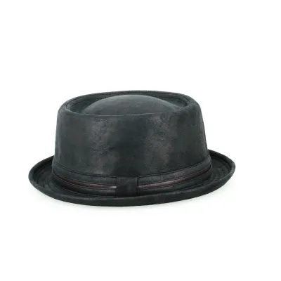 Chapeau Porkpie Noir- Aussie Apparel Reference : 12475 | Chapellerie Traclet
