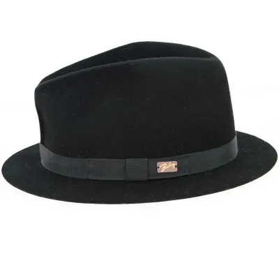 Black Wool Felt Poet Fedora Hat - Bailey Reference: 12498 | Traclet Hat Shop
