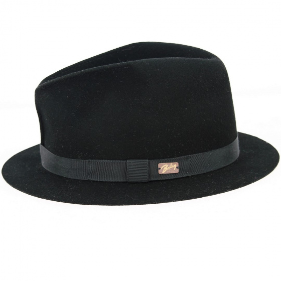 Black Wool Felt Poet Fedora Hat - Bailey