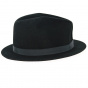 Black Wool Felt Poet Fedora Hat - Bailey
