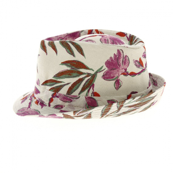 Chapeau Trilby Lin Fleurs Roses - Traclet Chapeau Trilby Lin Fleurs Roses - Traclet