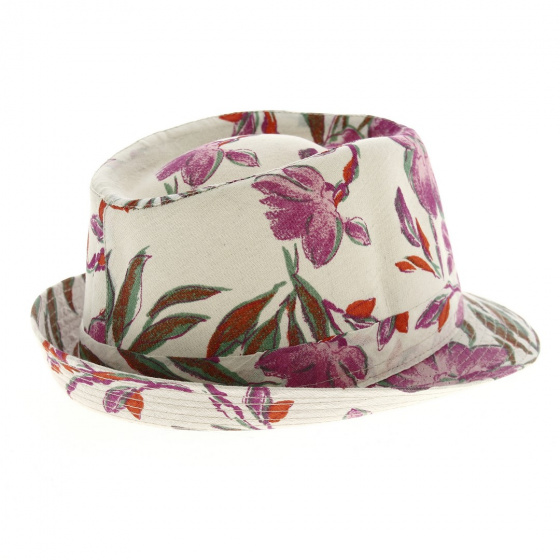 Pink Floral Linen Trilby Hat - Traclet