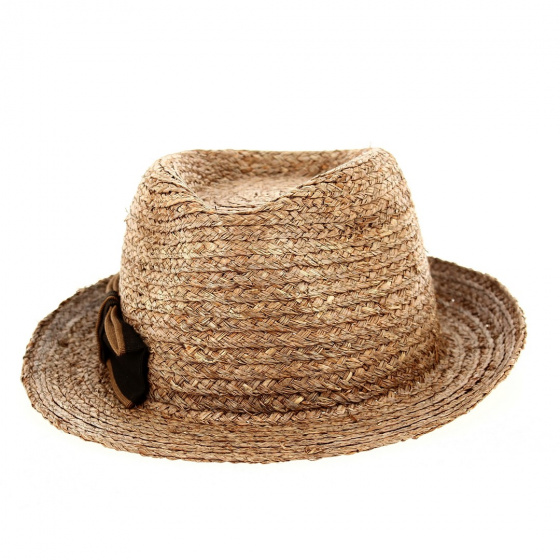 Brown Raffia Straw Sainte-Rose Trilby Hat - Fléchet