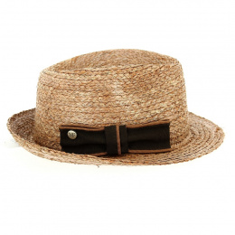 Brown Raffia Straw Sainte-Rose Trilby Hat - Fléchet