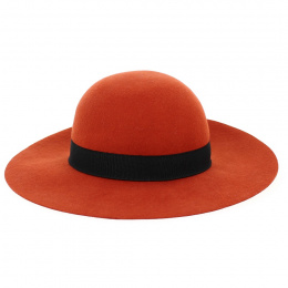 Lorelei Wide Brim Wool Felt Hat Orange - Fléchet