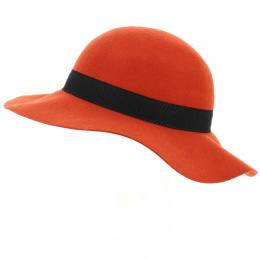 Lorelei Wide Brim Wool Felt Hat Orange - Fléchet