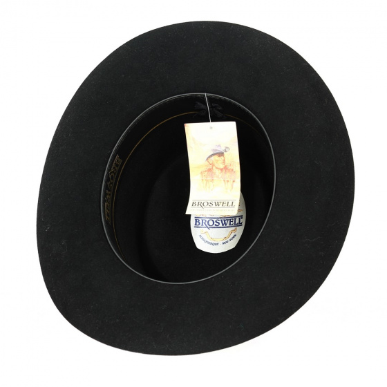 Black Fur Felt Traveller Hat with Feather - Broswell