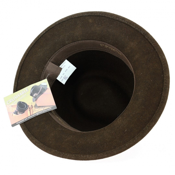 Brown Wool Felt Indy Traveller Hat - Traclet Brown Wool Felt Indy Traveller Hat - Traclet