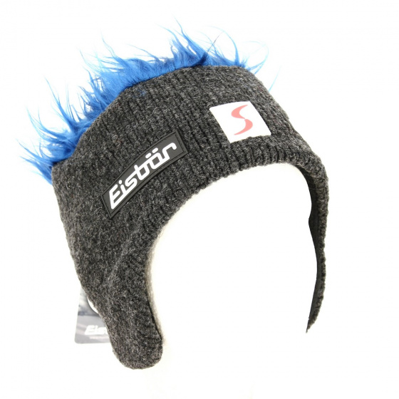 Grey & Blue Wool Ear-Flap Beanie Gisbert - Eisbär