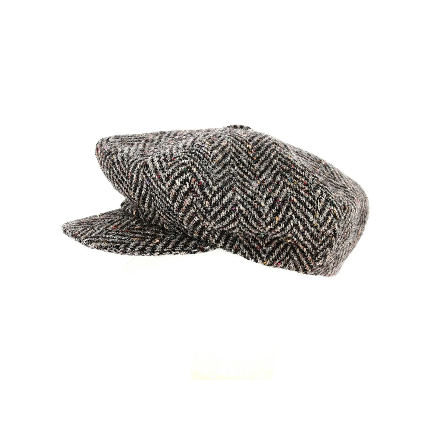 Casquette Irlandaise Clifden Harris Tweed Chevrons Gris - Hanna Hats Reference : 3569 | Chapellerie Traclet