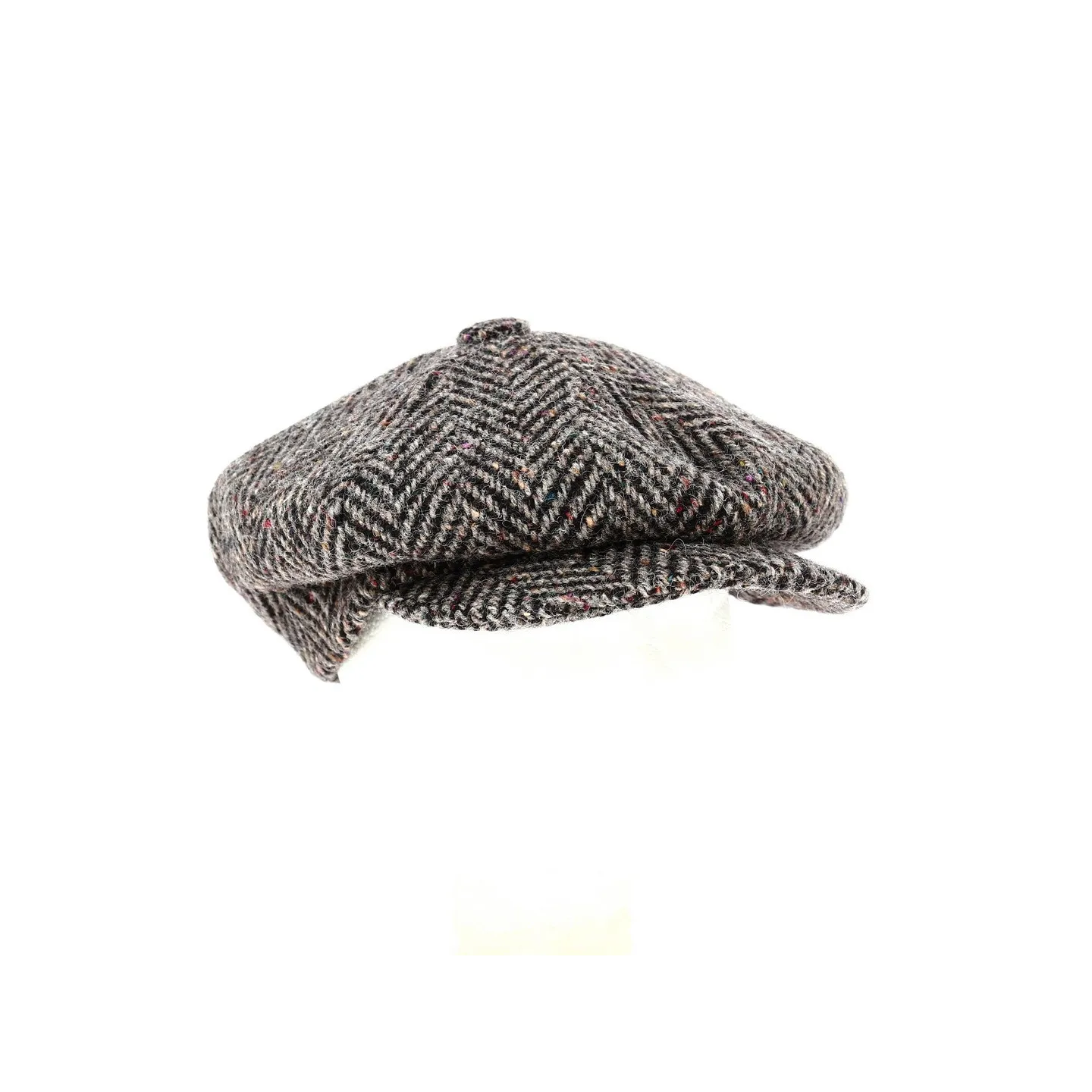 Casquette Irlandaise Clifden Harris Tweed Chevrons Gris - Hanna Hats Reference : 3569 | Chapellerie Traclet