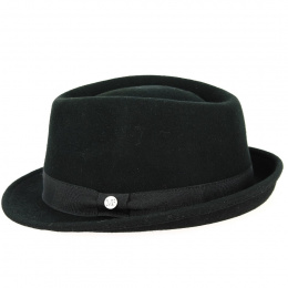Black Wool Felt Stalingrad Trilby Hat - Fléchet