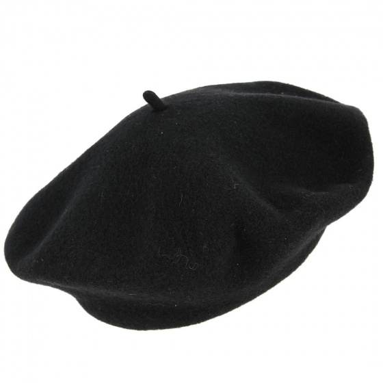 Béret Basque Ornement Laine Noir - Flechet