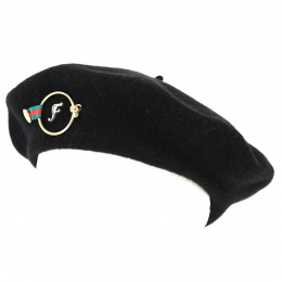 Black Wool Ornament Basque Beret - Flechet
