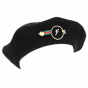 Black Wool Ornament Basque Beret - Flechet