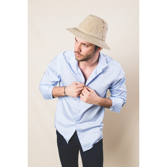 Chapeau safari Tanzanie‎ Coton Beige UPF 50+ - Crambes