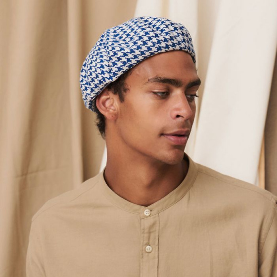 White and Blue Myosotis Basque Beret - Laulhère