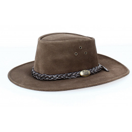 Brown Wallaroo Leather Hat - Jacaru