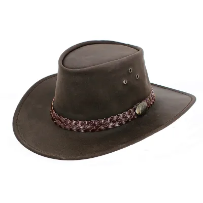 Chapeau cuir australien wallaroo anti uv  UPF 50+- Jacaru Australia Reference : 529 | Chapellerie Traclet