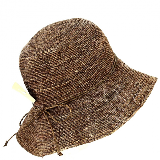 Cayetana Brown Raffia Straw Wide-Brimmed Hat - Traclet