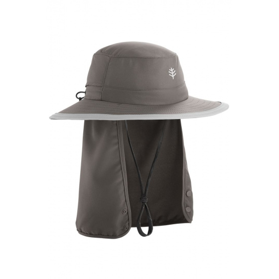 Boating Hat with Neck Cover Grey & Beige - Coolibar