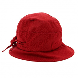 French-made red rain bucket hat size 55