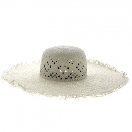 Prisca Summer Wide-Brimmed Hat Openworked White Paper Straw - Seeberger