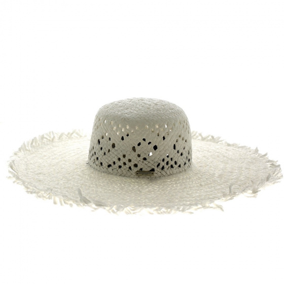 Prisca Summer Wide-Brimmed Hat Openworked White Paper Straw - Seeberger