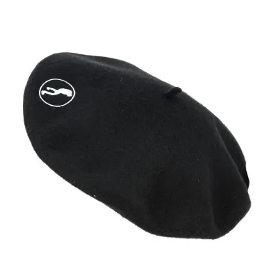 Black Wool Fancy Logo Beret - Traclet Reference: 12779 | Traclet Hat Shop