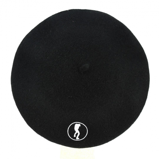 Black Wool Fancy Logo Beret - Traclet