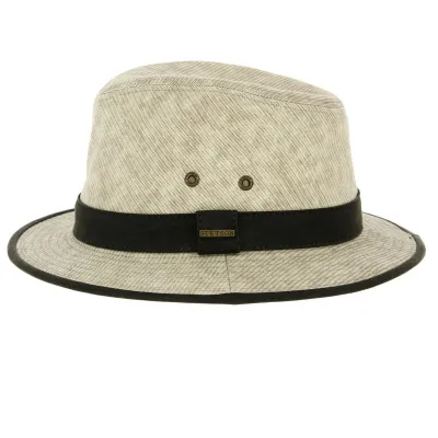 Chapeau Traveller Tissu Ava Stripe Beige - Stetson Reference : 12803 | Chapellerie Traclet