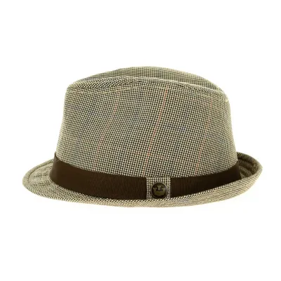 Chapeau Trilby Mini Pied-de-Poule Feutre Beige & Marron - Traclet Reference : 12822 | Chapellerie Traclet