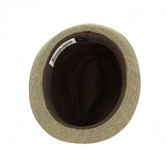 Chapeau Trilby Mini Pied-de-Poule Feutre Beige & Marron - Traclet