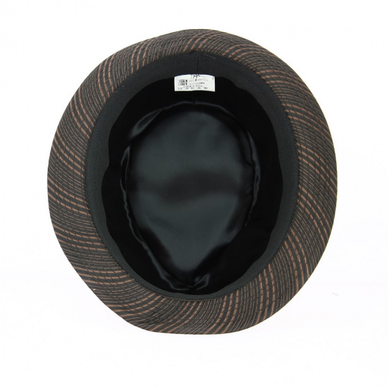 Brown Striped Satin Trilby Hat - Traclet